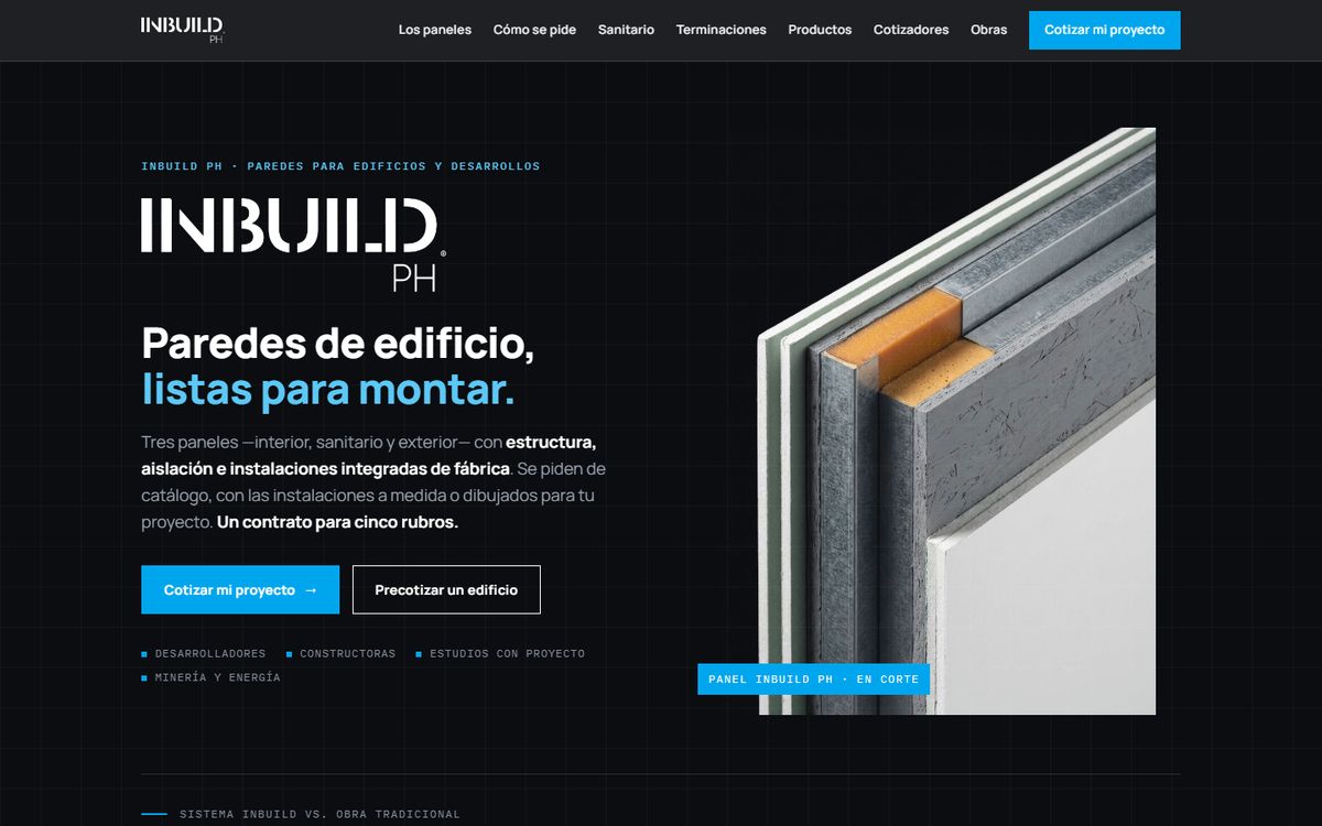 Sitio de Inbuild PH: paredes de edificio, listas para montar
