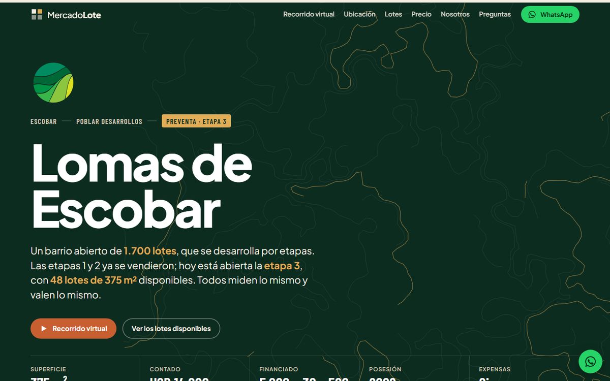 Sitio de Lomas de Escobar: lotes de 375 m² en Escobar